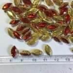 Glass Crystal Stone With Flower Catcher On Sew Red Color 10X6MM 5Pieces - Image 2