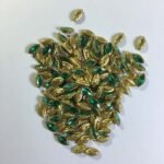 Glass Crystal Stone With Flower Catcher On Sew Green Color 10X6MM 5Pieces