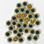 Flower Shape Sew Button Stones Blue Color (Size 10MM) 10Pcs