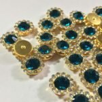 Flower Shape Sew Button Stones Blue Color (Size 10MM) 10Pcs - Image 3