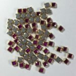 Glass Stone Flat Back Framed Square Shape 5MM 10grams Color Rose