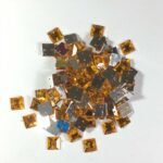 Kundan Stone Square Shape with Hole 8mm Light Orange Color (10grams)