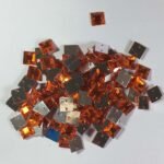 Kundan Stone Square Shape with Hole 8mm Orange Color (10grams)