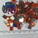 Kundan Stone Square Shape with Hole 8mm Orange Color (10grams) - Image 2