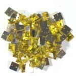 Kundan Stone Square Shape with Hole 8mm Yellow Color (10grams)