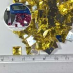 Kundan Stone Square Shape with Hole 8mm Yellow Color (10grams) - Image 2