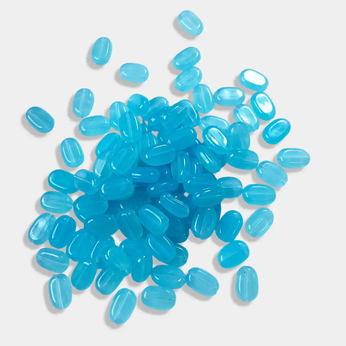 Tablet bead Oval shape Sky Blue Color (10grams) 1 Tablet bead Oval shape Sky Blue Color (20grams) Size:10/7/4 - Image 1