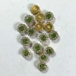 Flower Shape Sew Button Stones White with Light Green Color 8mm (10Pcs)