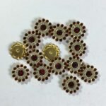 Flower Shape Sew Button Stones White with Maroon Color 14mm (10Pcs)