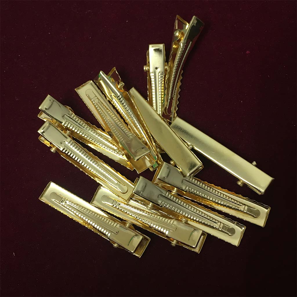 12Pcs Alligator Clips For Making Hair Bow, Flower Accessories Gold