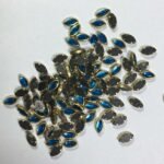 Glass Kundan Stones in Flat Back Mounts Eye Shape 8x5MM (Sky Blue)15 grams
