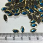 Glass Kundan Stones in Flat Back Mounts Eye Shape 8x5MM (Sky Blue)15 grams - Image 2