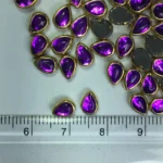 Glass Kundan Stone Framed Teardrop Shape Violet Color 6mmX4mm (15grams) - Image 2