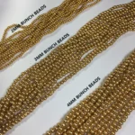2mm, 3mm, 4mm Bunch Beads Each 12 String lines Dull Gold Color