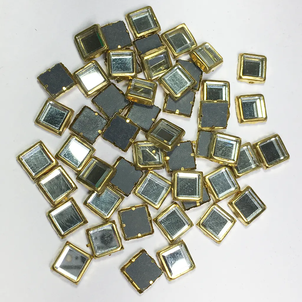 Framed Stone Mirror Type Square Shape 8MM Color White (20grams) - Image 1