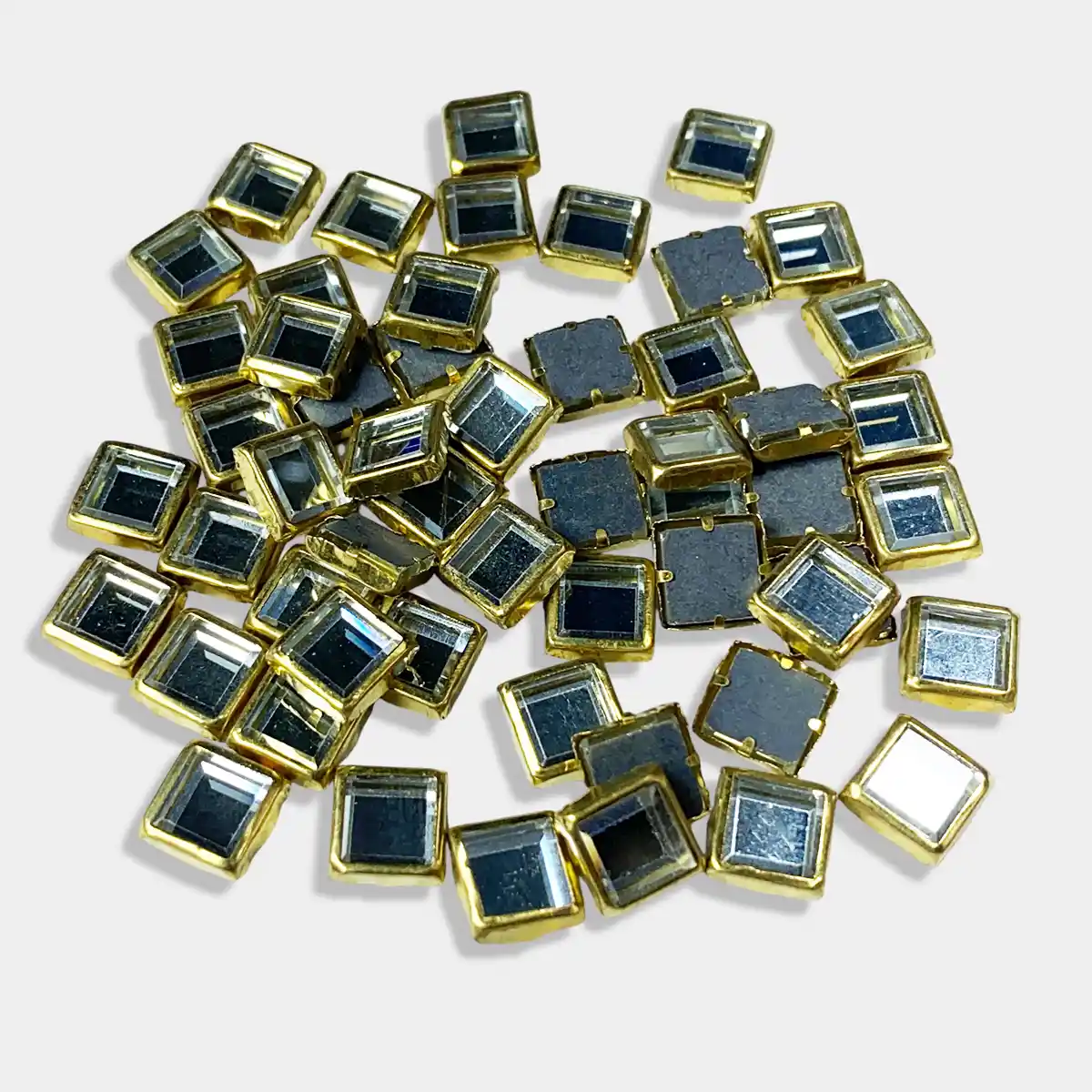 Framed Stone Mirror Type Square Shape 8MM Color White (20grams) - Image 1