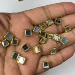 Framed Stone Mirror Type Square Shape 8MM Color White (20grams) - Image 2