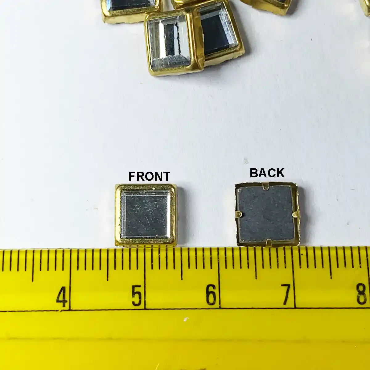 Framed Stone Mirror Type Square Shape 8MM Color White (20grams) - Image 3