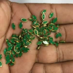 Matt Kundan (Framed) Stones Eye Shape 6mmx4mm Green Color (10grams) - Image 2