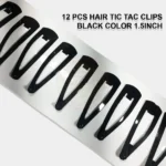 12 PCS Hair Tic Tac Clips - Black Color 1.5inch