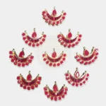 Meena Kundan Stone Rose Color Chand or Moon Shape for jewelry making (1Piece)