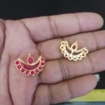Meena Kundan Stone Rose Color Chand or Moon Shape for jewelry making (1Piece) - Image 2