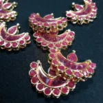 Meena Kundan Stone Rose Color Chand or Moon Shape for jewelry making (1Piece) - Image 4
