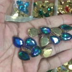 Clip Stone Peacock Color(Blue with Green) 18x14mm Drop Shape (1pc)