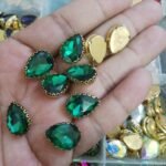 Clip Stone Green Color 18x14mm Drop Shape (1pc)