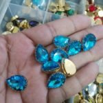 Clip Stone Sky Blue Color 18x14mm Drop Shape (1pc)