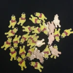 Teddy Bear Enamel Charm – 22x12mm (1pc) | Yellow & Red