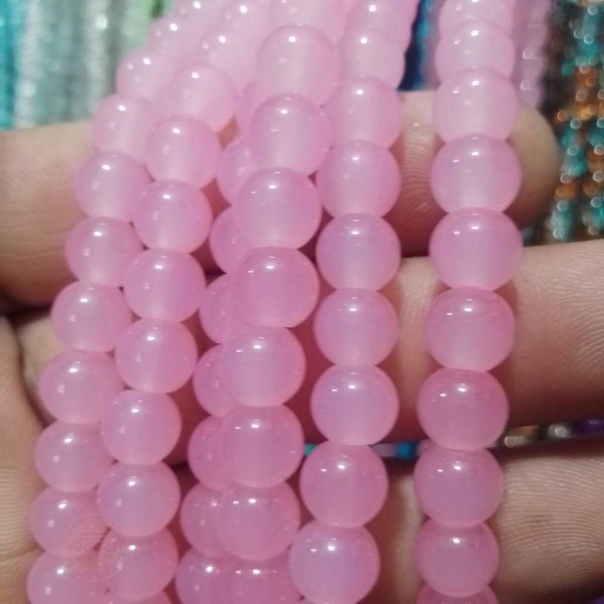Jelly Glass beads Size 8mm Baby Pink Color (1Line) - Image 1