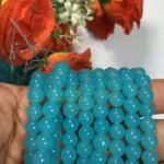 Jelly Glass beads Size 8mm Cyan Color (1Line)