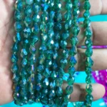 Green With Gold Shade Color Teardrop Crystal Briolette Beads (8mmx6mm) 1line