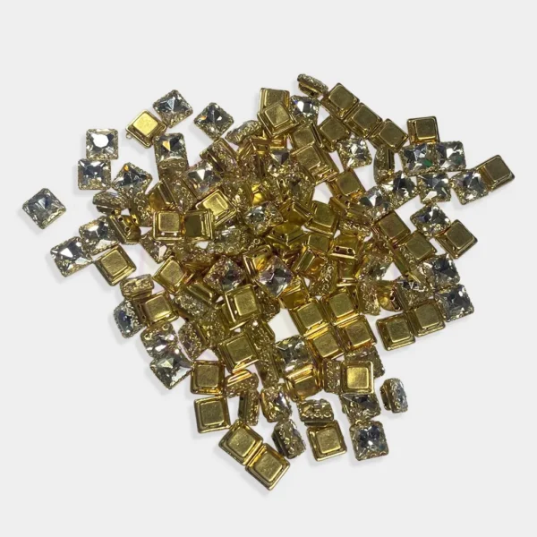 Kundan Clip Stone 8MM Square Shape White Color - 1pc