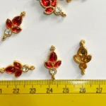 Meena Kundan Stone Red and White Color Flower Shape for jewelry making (1Piece) - Image 3