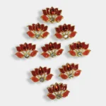 Meena Kundan Stone Red and White Color Lotus Shape for jewelry making (1Piece)
