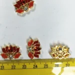 Meena Kundan Stone Red and White Color Lotus Shape for jewelry making (1Piece) - Image 3