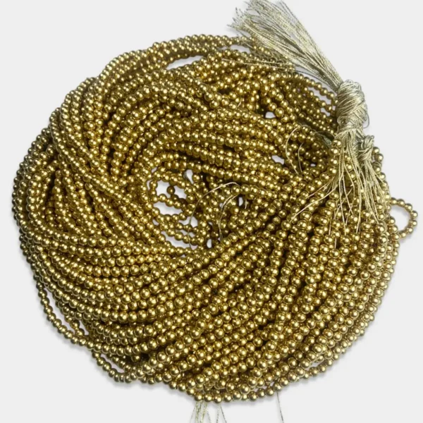 3mm Bunch Beads – 5 Bunches (Each 12 Lines) – Dull Gold – A1 Quality