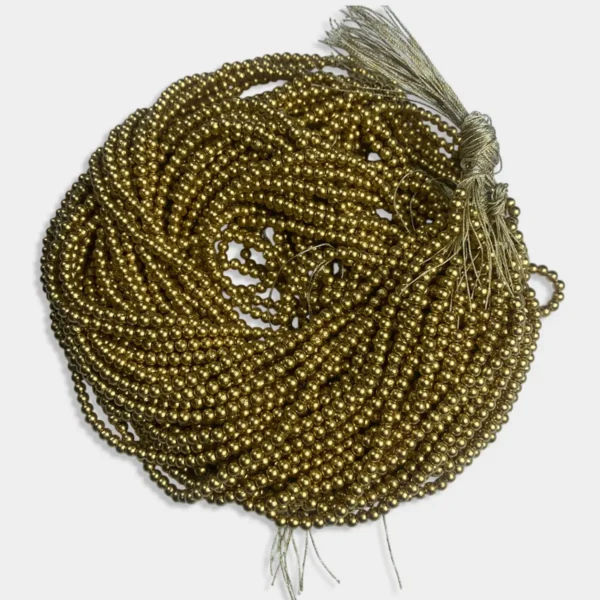 3mm Bunch Beads – 5 Bunches (Each 12 Lines) – Dull Gold – A1 Quality