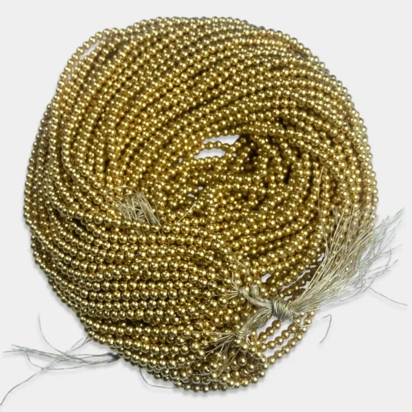 4mm Bunch Beads – 5 Bunches (Each 12 Lines) – Dull Gold – A1 Quality
