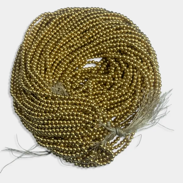 4mm Bunch Beads – 5 Bunches (Each 12 Lines) – Dull Gold – A1 Quality