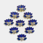 Meena Kundan Stone Blue and White Color Lotus Shape for jewelry making (1Piece)