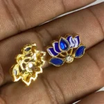 Meena Kundan Stone Blue and White Color Lotus Shape for jewelry making (1Piece) - Image 2