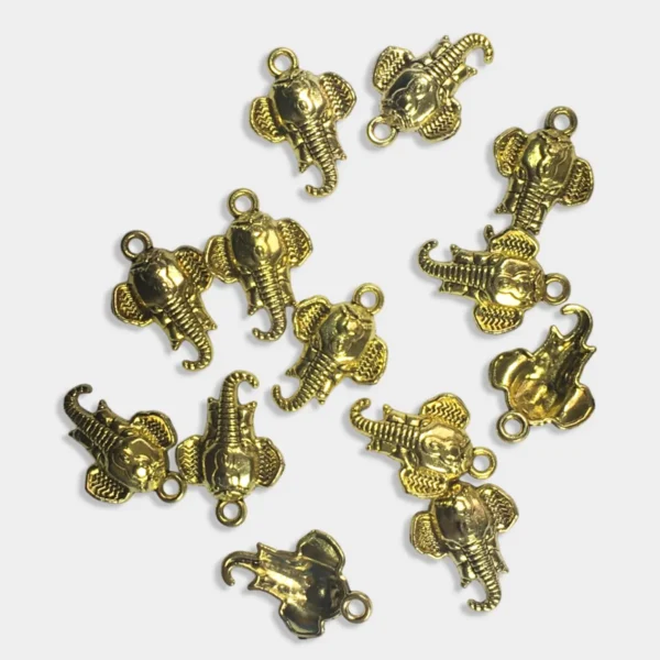 Oxidized Lord Ganesha Shaped Metal Charms for Jewelry Making and Crafting (Pack of 10 Pieces)