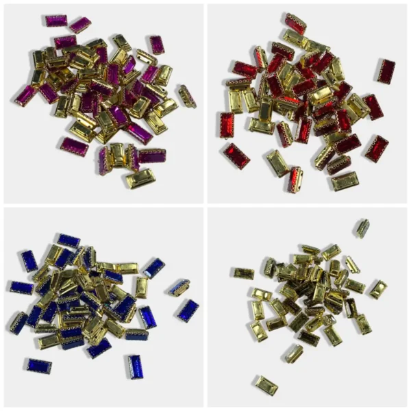 Rectangle Clip Kundan Stone Stitchable (Size: 10mm x 5mm) - Pack of 1pc