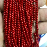 Red Color 3MM Round Shape Beads - 1Bunch(12 line)