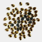 Framed Stone Flat Back Drop Shape 9x6mm Color Gold (20grams)
