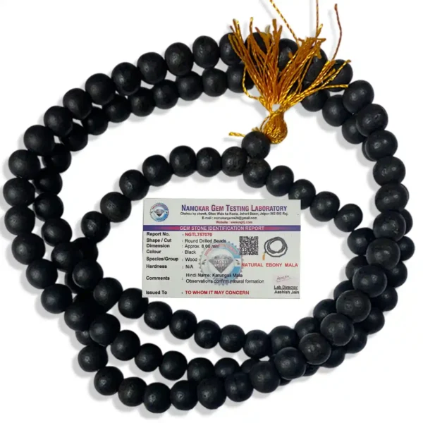 8mm Original Karungali Malai (108 Beads) – Certified Ebony Wood Mala, Black Color – Pack of 1