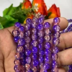 Crackle Glass beads Size 8mm Blue with Orange Color (1Line)